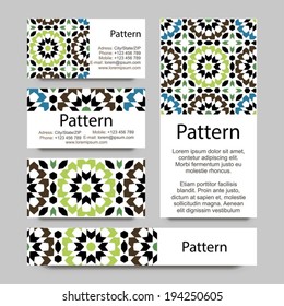 Business cards pattern with Islamic morocco ornament. Includes seamless pattern