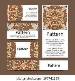 Business cards pattern with Islamic morocco ornament. Includes seamless pattern. RGB