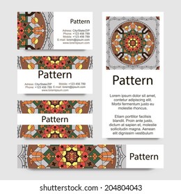 Business cards pattern with Islamic morocco ornament. Includes seamless pattern. RGB