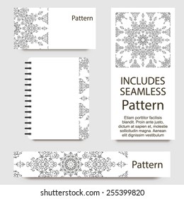 Business cards pattern with Islamic morocco ornament. Includes seamless pattern