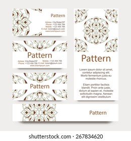 Business cards pattern with Islamic morocco ornament. Includes seamless pattern