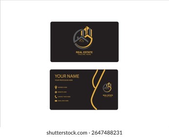 Business cards, r logo, golden black arts, minimal yellow, long building real estate golden color logo business cards, modern, company business cards, logo designs, real estate, art