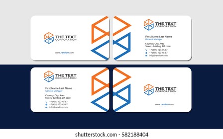 business cards renovation, blue and orange colors, brand and branding