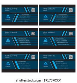 business cards set sci-fi cyan color