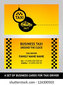 Business cards taxi, vector illustration template 10eps