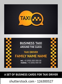 Business cards taxi, vector illustration template 10eps