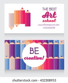 business cards template for art school , can be used for art therapy banners or as business cards for graphic designer, vector illustration