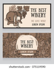 Business  cards template for the best winery or wine shop, can be used as invitation for wine party, vector illustration