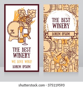 Business  cards template for the best winery or wine shop, can be used as invitation for wine party, vector illustration
