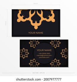Business cards template with Decorative floral business cards, oriental pattern