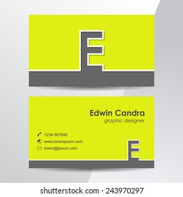 Business cards template with Letter E. Vector flat design.