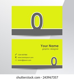 Business cards template with number 0. Vector flat design.