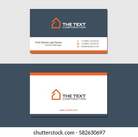 business cards template for real estate agency, orange color, branding and brand