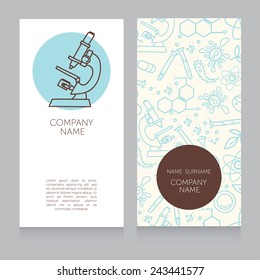 business cards template for science lab of science classes, vector illustration