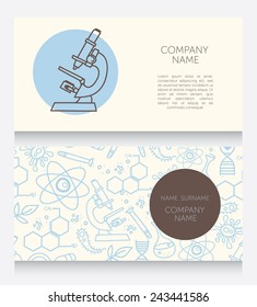business cards template for science lab of science classes, vector illustration