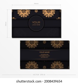 Business cards template. Vintage decorative elements. Decorative floral business cards, oriental pattern, illustration.