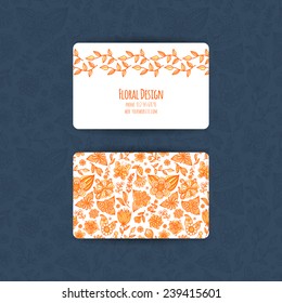 Business cards templates. Floral design. Cards with flowers. Invitations, flyers. Vector illustration.