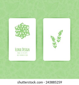 Business cards templates. Floral design. Cards with flowers. Invitations, flyers. Vector illustration.