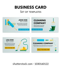 Business Cards Templates Set For Cleaning Company Vector Illustration