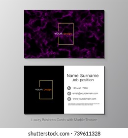 Business cards vector template, Abstract color splash or marble design texture and golden foil details, Simple style also modern and elegant, Easy to customize it to fit your needs.