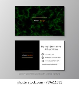 Business cards vector template, Abstract color splash or marble design texture and golden foil details, Simple style also modern and elegant, Easy to customize it to fit your needs.