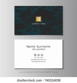 Business cards vector template, Banner or cover with abstract waves line on black background and golden foil details, Simple style also modern and elegant, Easy to customize it to fit your needs.