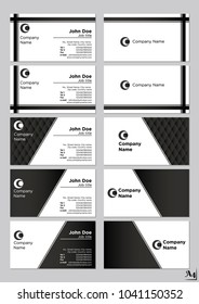 Business cards vector template Black monochrome