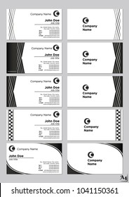 Business cards vector template Black monochrome