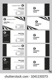 Business cards vector template Black monochrome