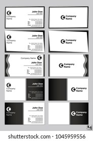 Business cards vector template Black monochrome
