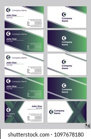 Business cards vector template blue-green gradient  max quality