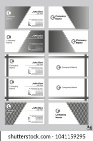 Business cards vector template Silver Grey Metallic