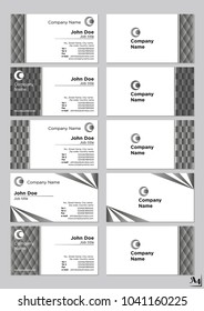 Business cards vector template Silver Grey metallic