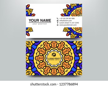 Business Cards. Vintage decorative elements. Ornamental floral business cards, oriental pattern, vector illustration. Islam, Arabic, Indian, turkish, pakistan, chinese, ottoman motifs.