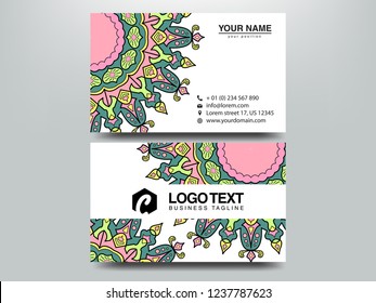 Business Cards. Vintage decorative elements. Ornamental floral business cards, oriental pattern, vector illustration. Islam, Arabic, Indian, turkish, pakistan, chinese, ottoman motifs.