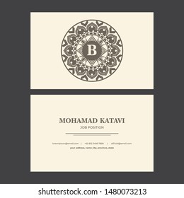 Business Cards. Vintage decorative elements. Ornamental business cards, oriental pattern, vector illustration. Islam, Arabic, Indian, turkish, pakistan, chinese, ottoman motifs.