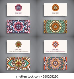 Business Cards. Vintage decorative elements. Ornamental floral business cards, oriental pattern, vector illustration.  Islam, Arabic, Indian, turkish, pakistan, chinese, ottoman motifs.