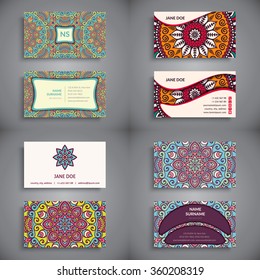 Business Cards. Vintage decorative elements. Ornamental floral business cards, oriental pattern, vector illustration.  Islam, Arabic, Indian, turkish, pakistan, chinese, ottoman motifs.