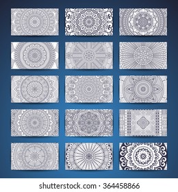 Business Cards. Vintage decorative elements. Ornamental floral business cards, oriental pattern, vector illustration.  Islam, Arabic, Indian, turkish, pakistan, chinese, moroccan, ottoman motifs.
