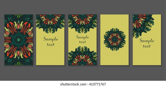 Business Cards. Vintage decorative elements. Ornamental floral business cards, oriental pattern, vector illustration. Islam, Arabic, Indian, turkish, pakistan, chinese, ottoman motifs.