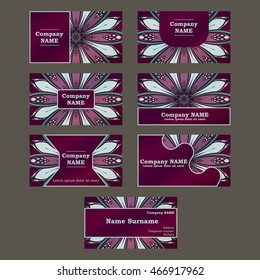 Business cards. Vintage decorative elements. Hand drawn background. Flower mandala design banners.