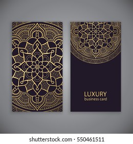Business Cards. Vintage decorative elements. Ornamental floral business cards, oriental pattern, vector illustration. Islam, Arabic, Indian, turkish, pakistan, chinese, ottoman motifs.
