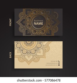 Business Cards. Vintage decorative elements. Ornamental floral business cards, oriental pattern, vector illustration. Islam, Arabic, Indian, turkish, pakistan, chinese, ottoman motifs.