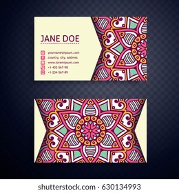Business Cards. Vintage decorative elements. Ornamental floral business cards, oriental pattern, vector illustration. Islam, Arabic, Indian, turkish, pakistan, chinese, ottoman motifs.