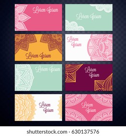 Business Cards. Vintage decorative elements. Ornamental floral business cards, oriental pattern, vector illustration. Islam, Arabic, Indian, turkish, pakistan, chinese, ottoman motifs.