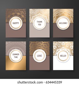 Business Cards. Vintage decorative elements. Ornamental floral business cards, oriental pattern, vector illustration. Islam, Arabic, Indian, turkish, pakistan, chinese, ottoman motifs.