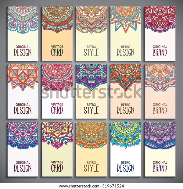 Business Cards. Vintage decorative elements.
Ornamental floral business cards, oriental pattern, vector
illustration.  Islam, Arabic, Indian, turkish, pakistan, chinese,
ottoman motifs.