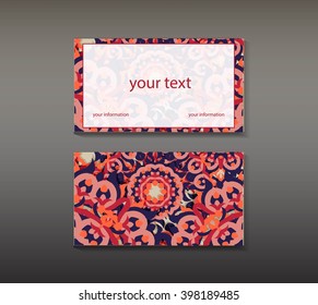 business cards,Vector vintage  cards . Floral mandala pattern and ornaments. 