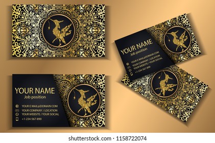 Business Card.Thailand ancient and Mandala india Gold Luxury concept Design Template.Asian traditional art style.for Cover card business,layout company name template.vector illustration.