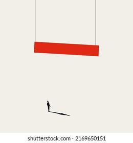 Business career ambition and aspiration vector concept. Symbol of high bar, goal, success. Minimal design eps10 illustration.